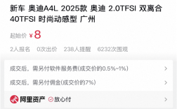 起拍价8元！里程数仅有30公里 2025款奥迪车上线阿里拍卖 !