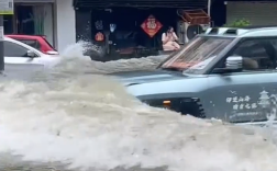 台风暴雨后 仰望U8司机驾车玩水致店铺受损：玻璃被击碎 !